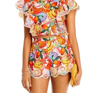 NWT Aqua Vibrant Fruit and Floral Blouse 2 piece outfit